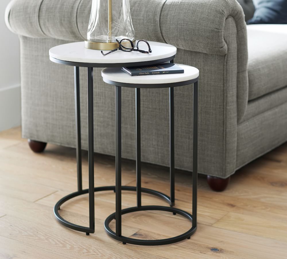 Delaney Round Nesting Side Marble Table Pottery Barn Australia